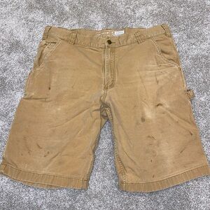 Carhartt Rugged Flex Relaxed Fit Brown Shorts Size 36” Stained Canvas Carpenter‎